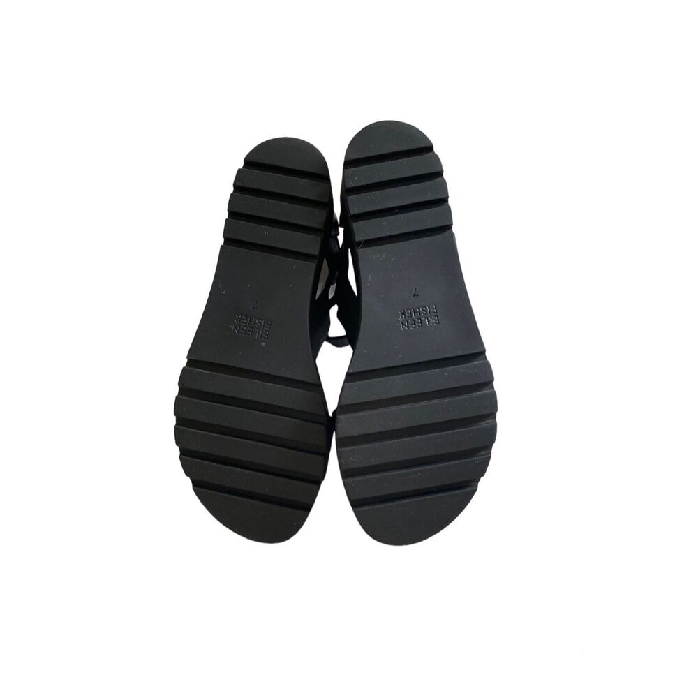 Eileen Fisher Black Leather Sandals Sz 7 - Picture 5 of 5